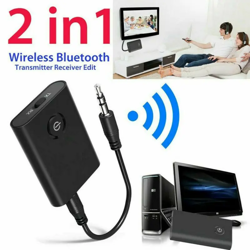 

Bluetooth 5.0 2-in-1 Transmitter and Receiver 3.5mm Wireless Adapter For PC TV Headphones Car/Home Stereo Device phone Computer