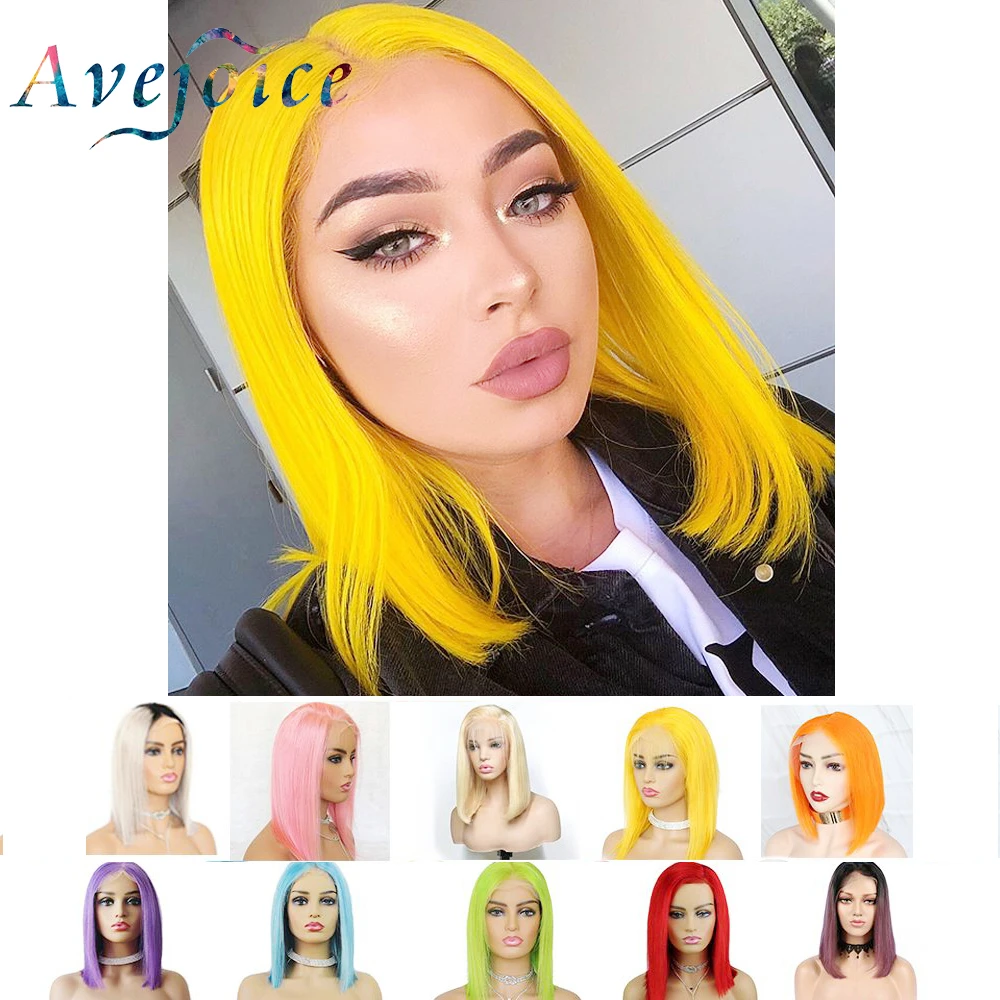 Avejoice парики из человеческих волос 13X4 предварительно отобранные 613 светлый Синий