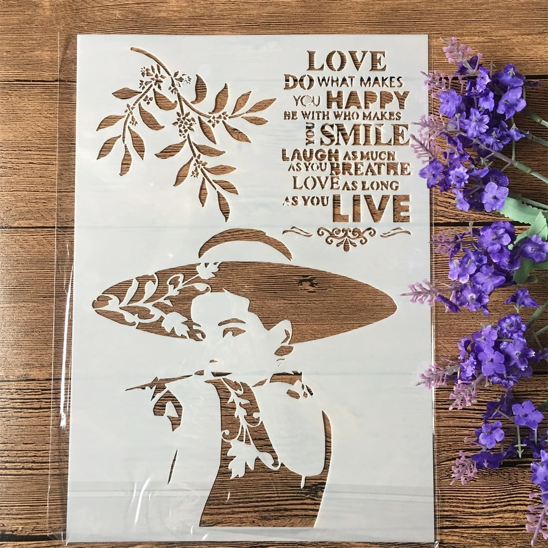 

A4 29cm Love Happy Lady Women DIY Layering Stencils Wall Painting Scrapbooking Stamping Embossing Album Decorative Template