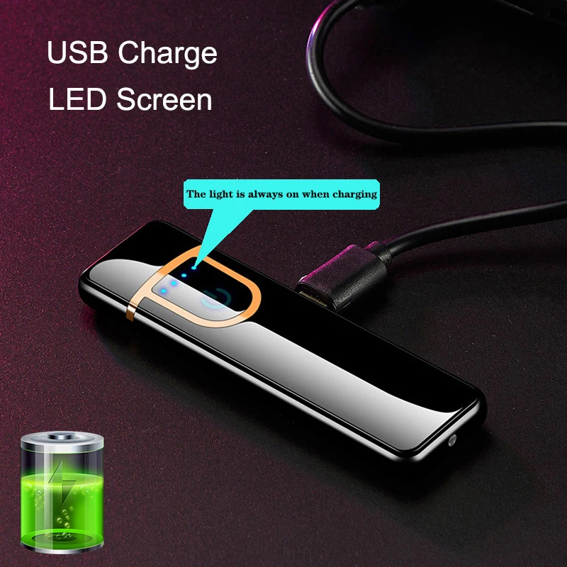 USB Зажигалка Электронная Мини зажигалки металлическая ветрозащитная для мужчин