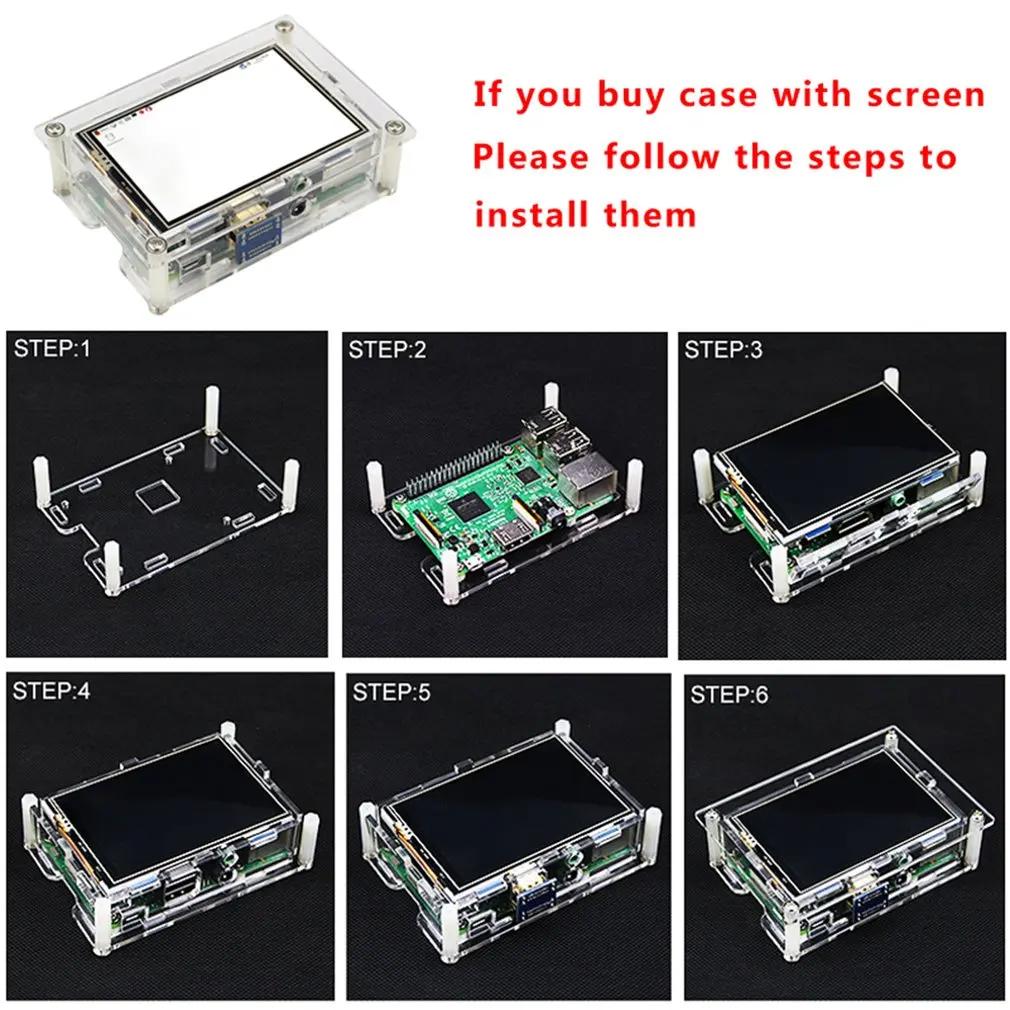 Для Raspberry Pi 4 Модель B акриловый чехол прозрачный корпус для 3,5 дюймов HDMI сенсорный экран корпус дисплея