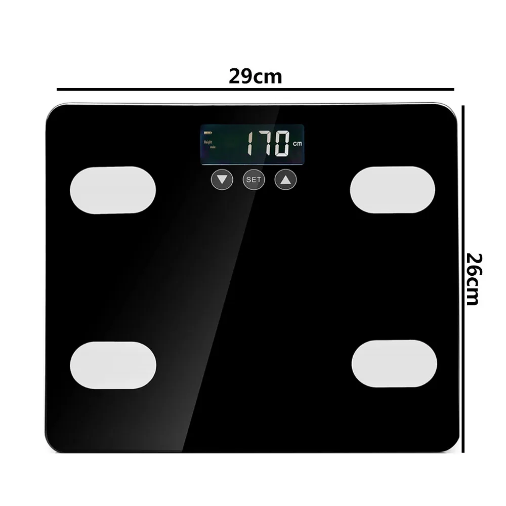 Touch Black White Glass Monitoring Health Instruments Weighing Luggage Healthy Glass Platform Body Fat Scale Household Balance
