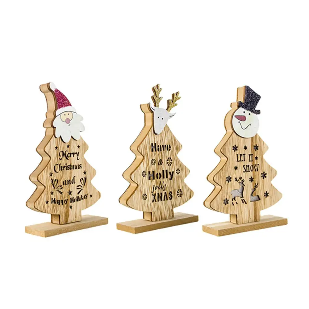 

Christmas Ornaments Wood Painted Santa Lights Cutout Letters Snowflake Christmas Decoration
