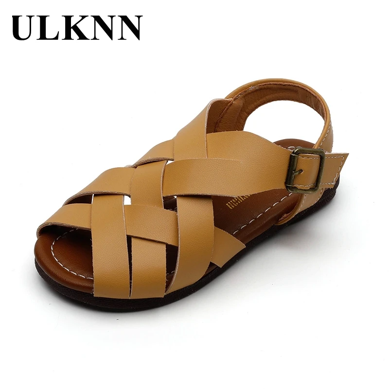 ULKNN-zapatos informales de verano para niña, sandalias antideslizantes con Calzados de Color sólido, planos de fondo suave para niños de 23 a 34 años