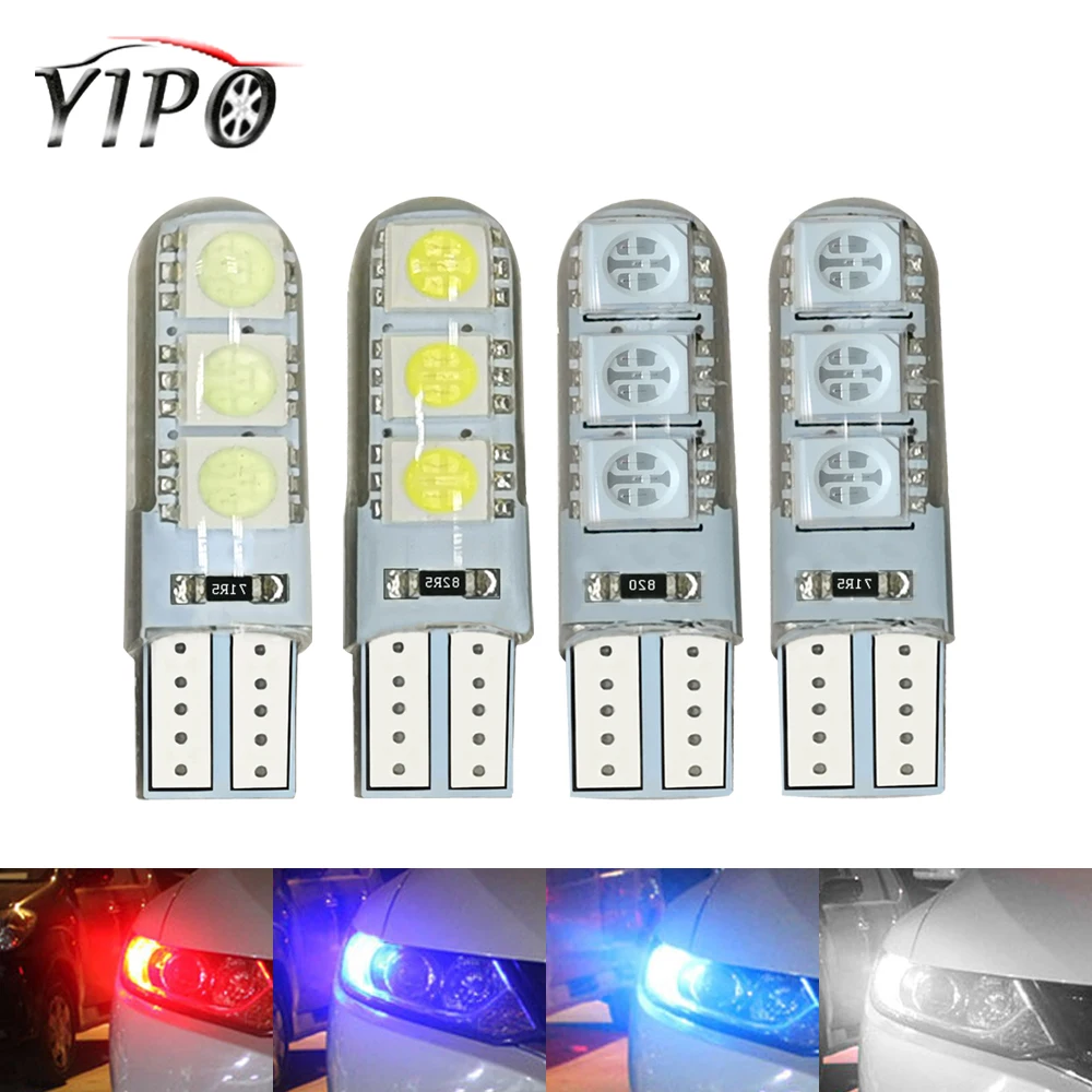 

W5W LED T10 194 168 5050 6smd Auto Wedge Clearance reading dome License Plate signal Light interior bulb Silica 12V car styling