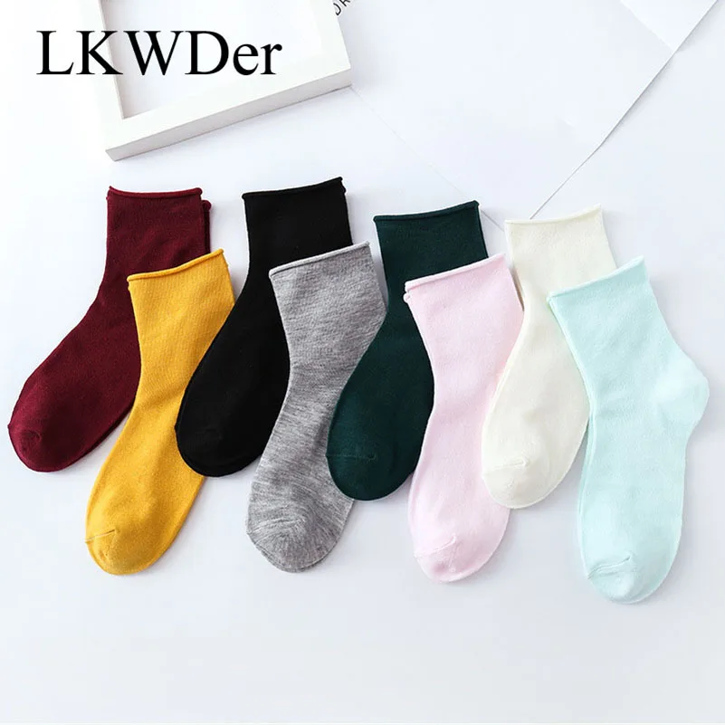 LKWDer 10 пар/лот, женские носки, персональные, трендовые, чистый карамельный цвет, носки, простые, весна, осень, зима, женские хлопковые носки, Meias