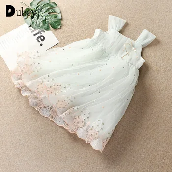 

Girls Princess Dress Elegant Lacework Dress 2020 Summer Little Girl Sundress Evenong Prom Sequined Costumes