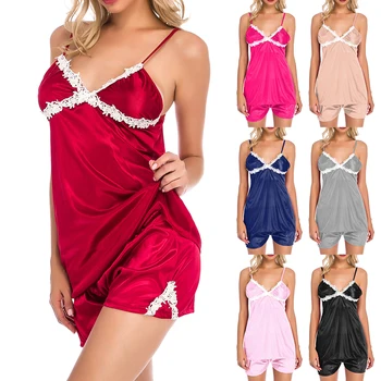 

Women Pajama Sets Flower Printing Pajamas 2020 Nightgown Silk Sleepwear Women's Underwear Robes Babydolls Set Lingerie