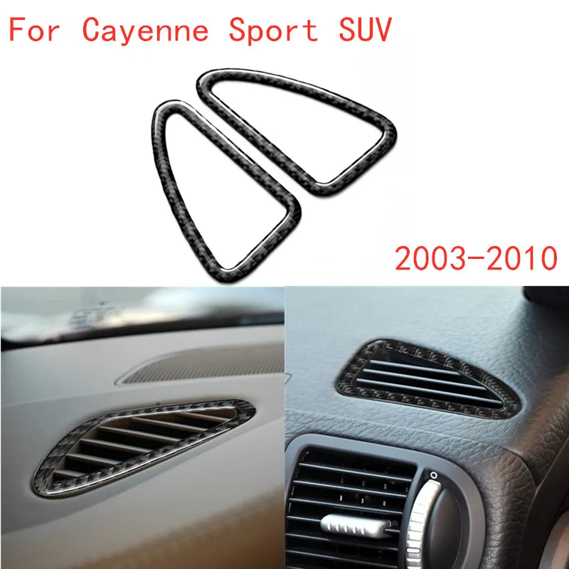 

Наклейка на панель из углеродного волокна для автомобилей, левого и правого выпуска воздуха, наклейка для Porsche Cayenne Sport SUV 2003-2010 с навигационной системой