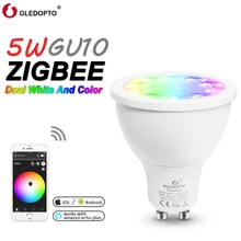 GLEDOPTO Zigbee RGB+ CCT 5 Вт GU10 умный Светодиодный точечный светильник умный дом AC100-240V изменение цвета светодиодный двойной белый светильник вечерние лампы