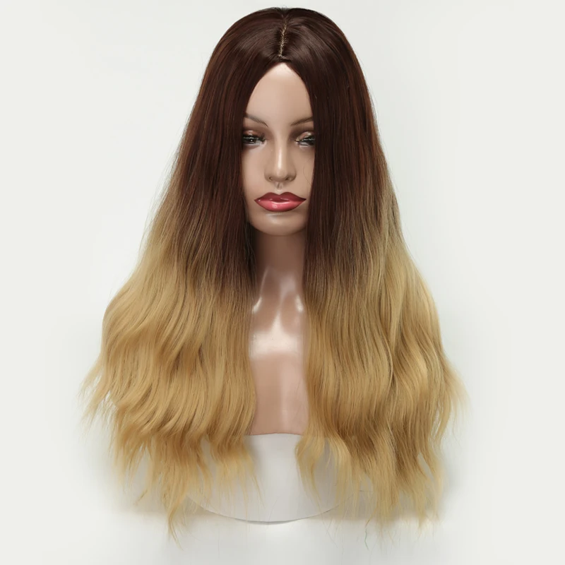 XINRAN длинные коричневые синтетические парики для женщин термостойкие косплей волосы розовый блонд парик