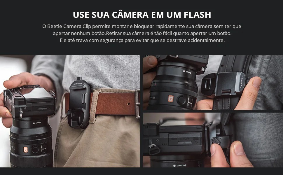 Clipe de câmera pgytech beetle unlversal dslr
