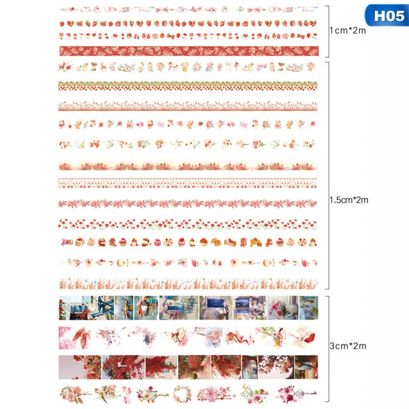 20Pcs/Box Beautiful Flower Washi Tape DIY Decoration Scrapbooking Planner Masking Tape Adhesive Tape Label Sticker Stationery - Цвет: H05
