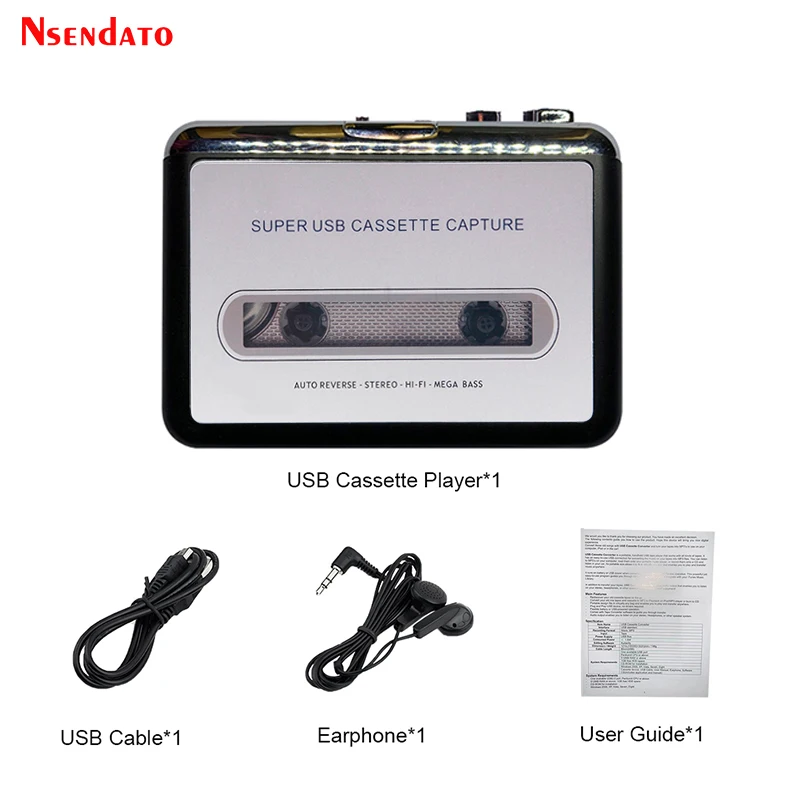 USB Cassette Player Tape to MP3 Converter Capture Adapter Audio Music Player Tape USB Cassette Recorder & Player