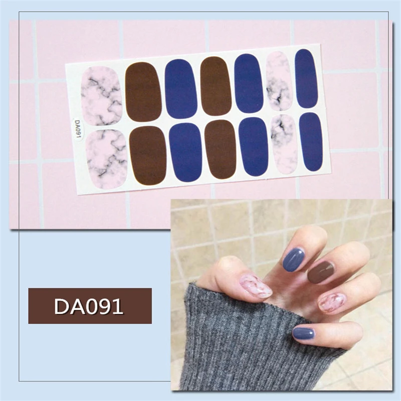 Nusx 14 Tips Full Wraps Nail Polish Stickers Cute Animals Pattern Self Adhesive Nail Art Decals 4