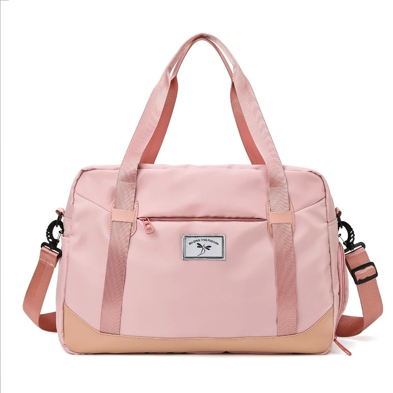 Pink ravel Bags Нейлоновая женская спортивная сумка для путешествий, сумки для спортзала, сумка для багажа, водонепроницаемая сумка для фитнеса, Большая вместительная сумка на короткие расстояния, Складная спортивная сумка W1 - Цвет: Pink ravel Bags