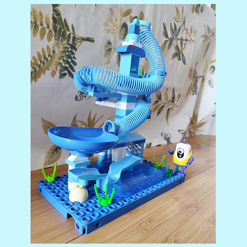 Детские блестящие 65-203 шт мраморные беговые дорожки Duplo DIY блоки игрушки строительные блоки весенние горки для детей мальчик девочка подарок на день рождения