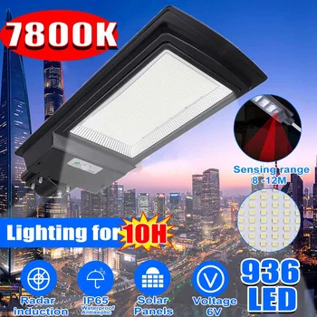 

Efficient 1000W 936LEDs Radar Motion Sensor Solar Street Light 7800K Outdoor Timing Wall Lamp Waterproof Yard Path Home Garden
