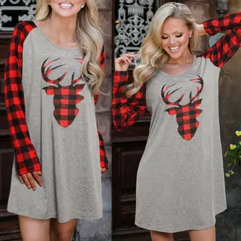 

UK Women Long Sleeve Christmas Sleepshirts Costumes Casual Loose Xmas Jumper Nightgowns