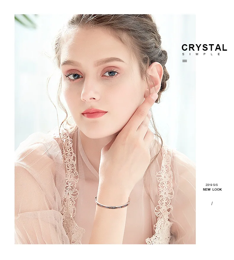 Простые Модные Разноцветные кристаллы от Swarovski жесткий браслет розовый бант золотого цвета ручной Pulsera для женщин подарок