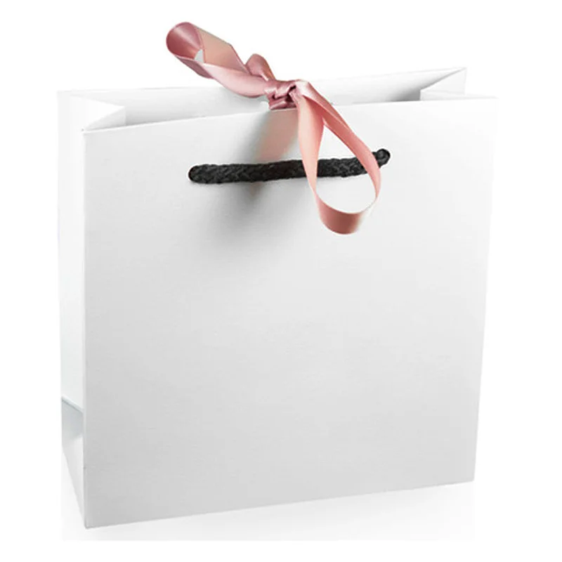 Bolsa de papel para pulsera y Collar para mujer, conjunto de caja, Cuenta de joyería de moda, abalorio, cinta rosa, embalaje exterior