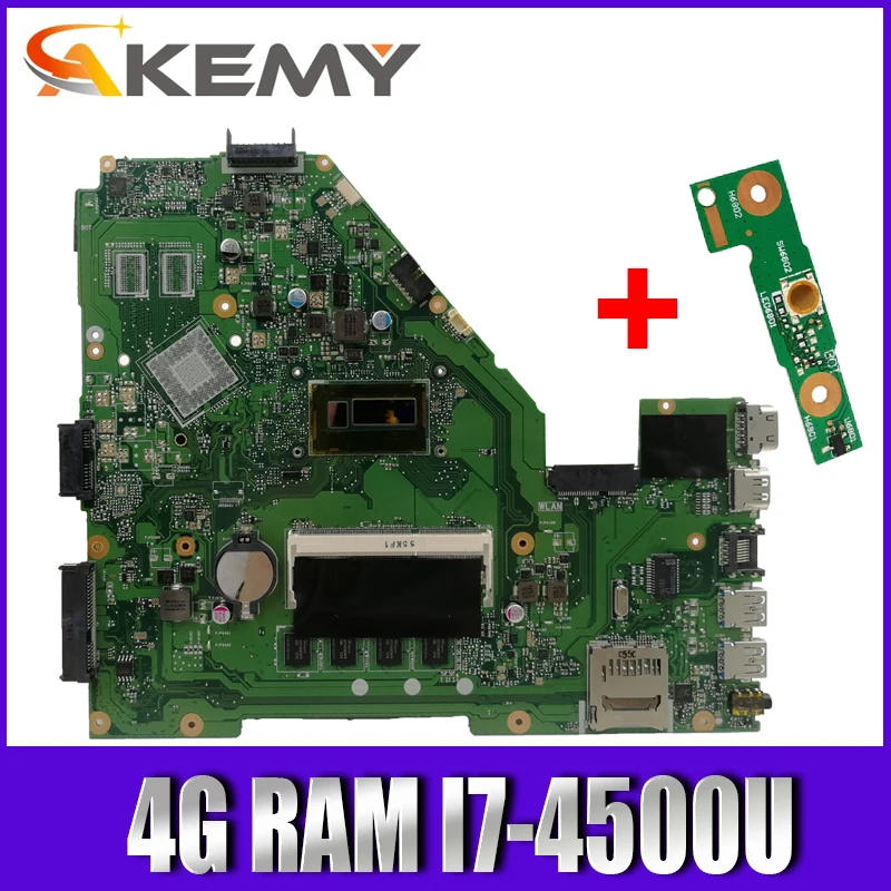 Akemy X550LA Laptop motherboard For Asus X550LA X550LD X550LC Y581L A550L R510L Y583L Test original mainboard 4G RAM I7-4500U