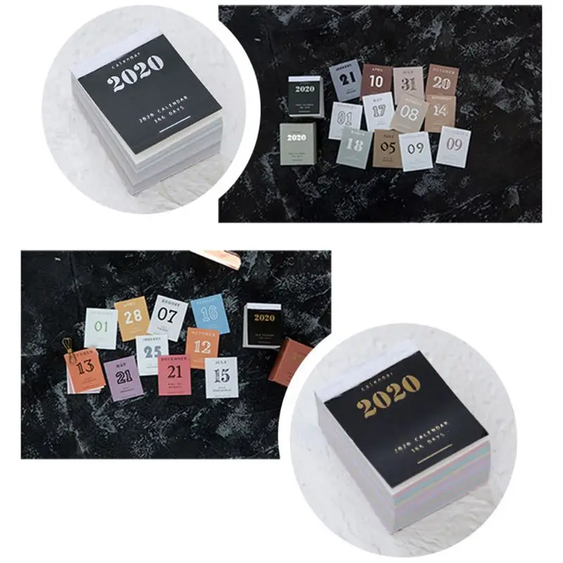 Year Mini Desk Calendar Sticker Annual Agenda Organizer Daily Planner Book Annual Agenda Organizer