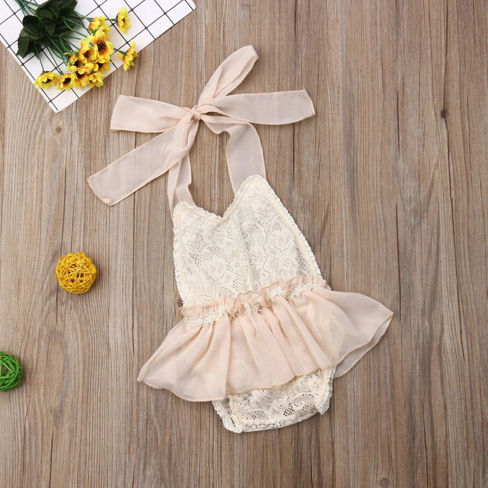 best baby bodysuits 3-24M Newborn Baby Girl Lace Romper Dress Halter Romper Jumpsuit Outfits Clothes Summer Infant Baby Clothes Newborn Knitting Romper Hooded 