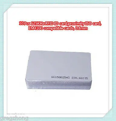 10 шт. 125 кГц RFID ID карты, Близость ISO карты, EM4100 совместимые карты, 0,8 мм