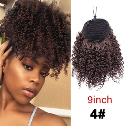 Black Red Curly Ponytail Organic Natural Afro Curls Hairpiece Synthetic Drawstring Horse Tail Ponytail Wig Crab Clip Fake Hair