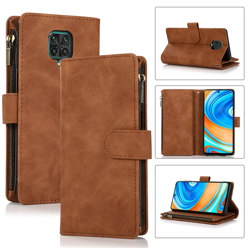 Retro Flip Leather Case For RedMi Note 11 Pro 10 10S 9S 9 8T 8 7 9A 9C 8A 7A Zipper Wallet Card Cover For XiaoMi POCO M3 Coque flip cover