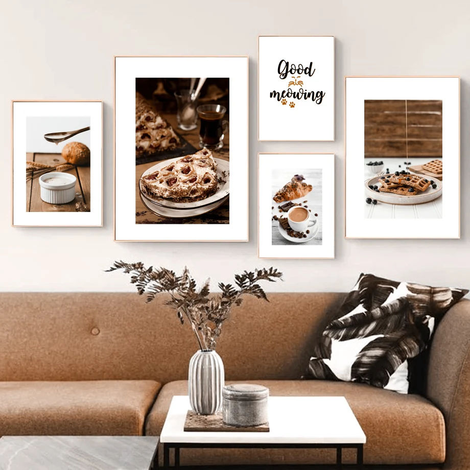 Chocolate Cake Coffee Dessert Wall Art Canvas Painting Nordic Posters And Prints Pictures For Shop Home Decor | Дом и сад