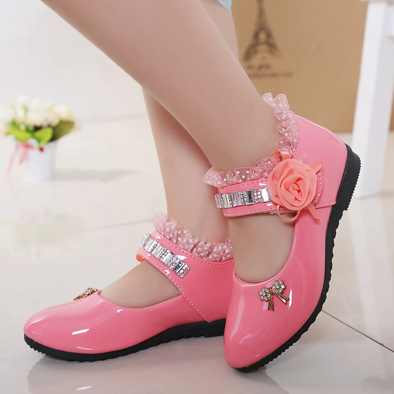 

Daughter dress shoes girls patent leather mary jane shoes child plu size 21-37 sexy lace rhinestone formal shoes kides sneakers