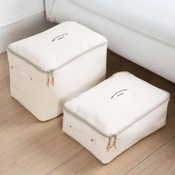 

Canvas Underbed Storage Bag Closet Organizer Clothes Storage Box Quilt Pillow Bags Dustproof Cover Travel Luggage Organizer