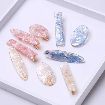

2019 Korea Pink White Shell Hairpins Vintage Geometric Oval Hair Clips Hair Accessories for Women Japan Chic Hairgrip Barrettes
