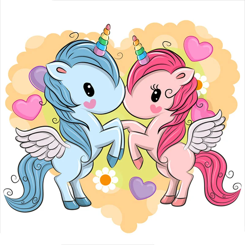 Алмазная 5D картина мультяшный Единорог полноразмерная/круглая вышивка