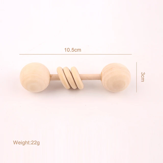 Baby Wooden Rattle Beech Bear Hand Teething Wooden Ring Baby Rattles Play Gym Montessori Stroller Toy Educational Toys for Kid set-22