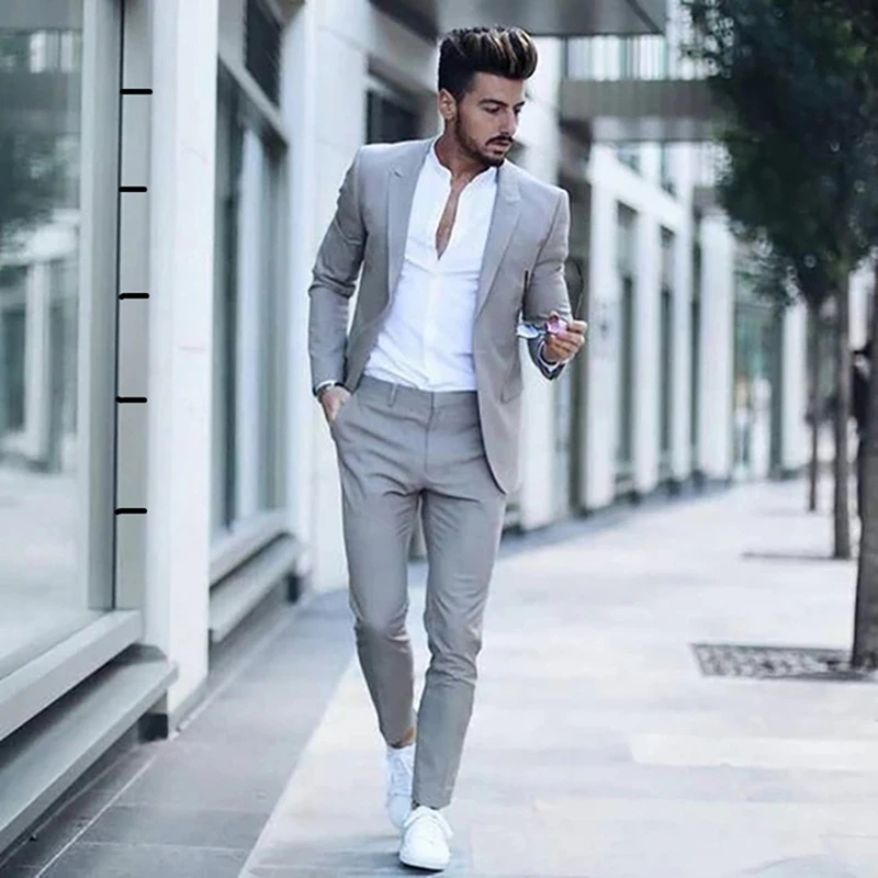 2021 Casual Fashion Luxurious Business Men's Suit for Wedding Party Tuxedos Slim Fit Peak Lapel Pink Suits Male(Jacket+Pants)