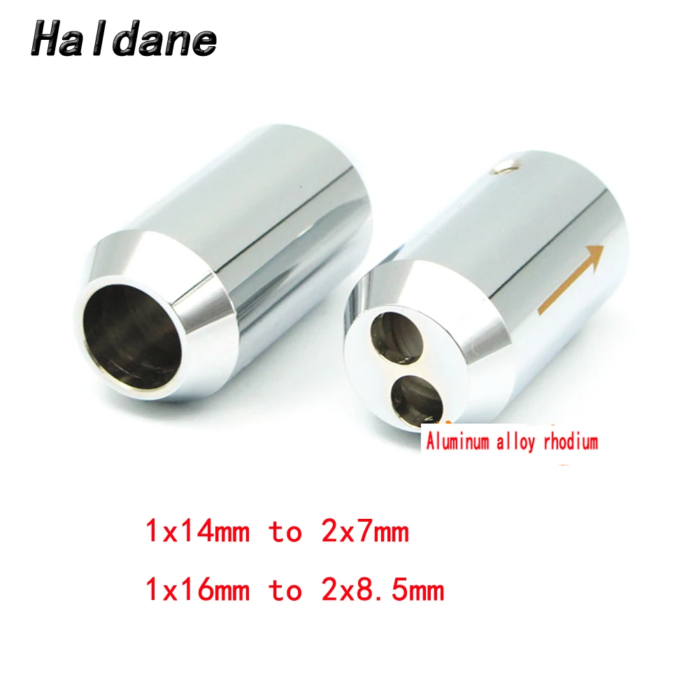 Haldane 4 шт. HiFi алюминиевый сплав родий от 1 до 2 брюки загрузки Y сплиттер динамик аудио силовой кабель адаптер штекер 16 мм 14 мм