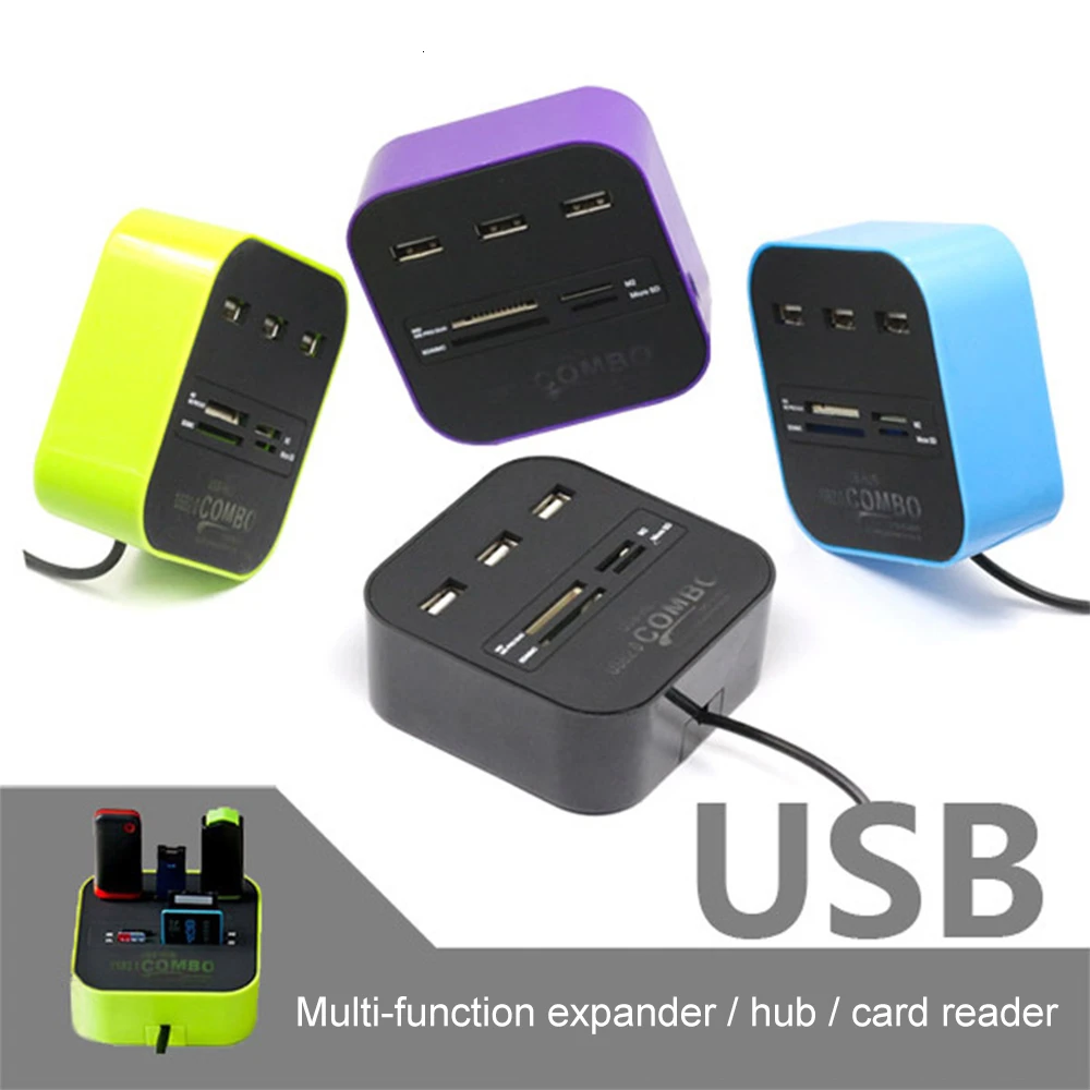 CHYI Мульти USB Combo USB 2,0 концентратор 3 порта с SD/TF кард-ридером USB Hab разветвитель адаптер для компьютера PC ноутбук аксессуары