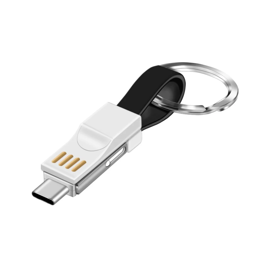 Портативный 3 в 1 Micro usb type-C кабель для быстрой зарядки шнур брелок мини брелок зарядный адаптер для Andriod iPhone