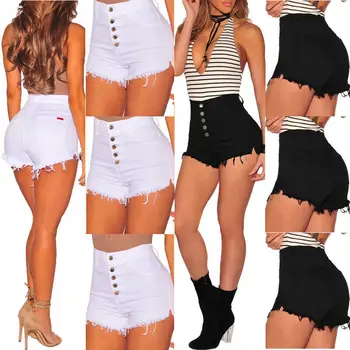 

Fashion Women Shorts Sexy Summer High Waist Elastic Beach Hot Skinny Pants Casual Shorts Jeans White Black