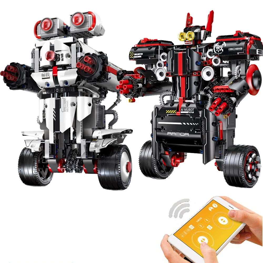 

13027 13028 Technic RC Robot Phone Voice Remote Control Crawler with Rechargeable Battery Building Blocks Bricks Toys For Children