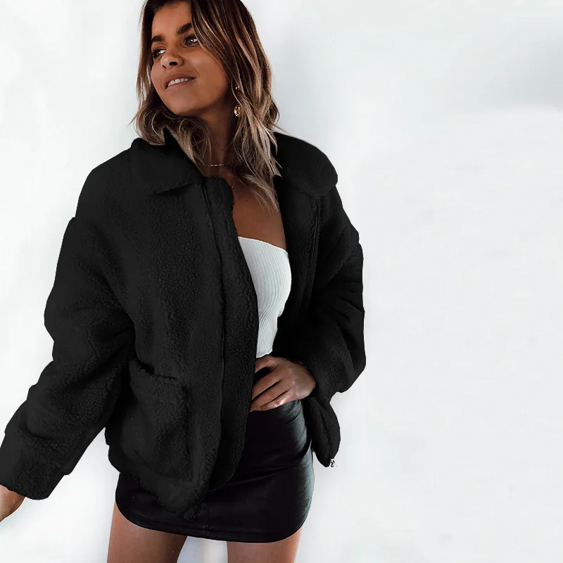 price reduction Plus Size Fleece Faux Shearling Fur Jacket Coat Women Autumn Winter Plush Warm Thick Teddy Coat Fem