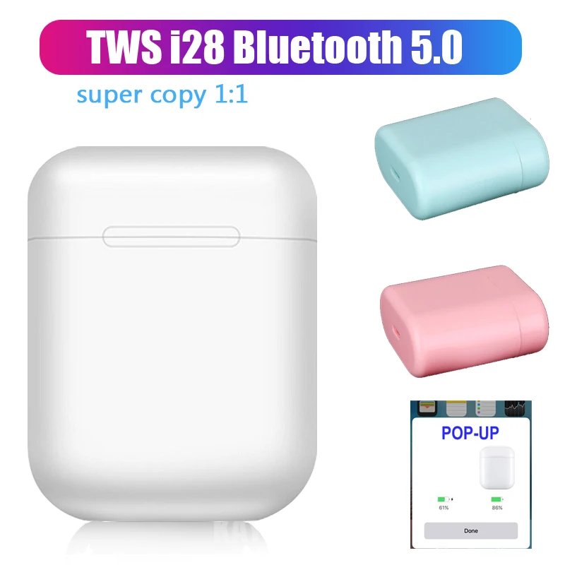 I28 Bluetooth TWS мини беспроводной спортивный 1:1 Реплика Air 2 Наушники сенсорное управление гарнитура Mit Lade Box Mit Mic для IOS Android