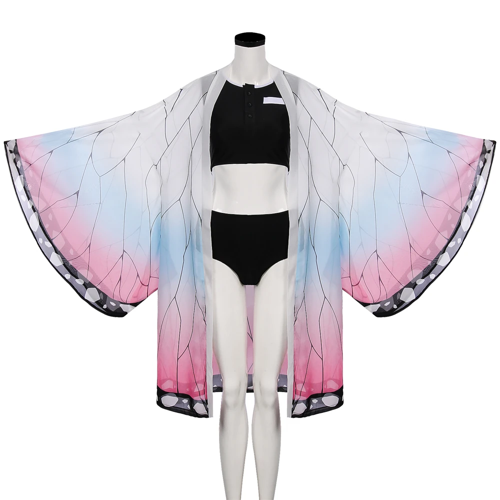 PROD 1005002776871483 In Stock! Demon Slayer Kochou Shinobu Swimming
Suit with Chiffon Cloak Black Kisatsutai Female Kimetsu no Yaiba
Shinobu Swimwear