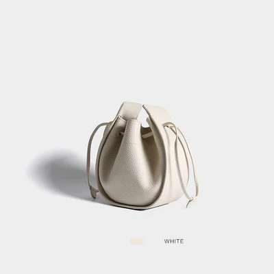 Off-white Unua amo брендовая вместительная сумка со шнуром, женские роскошные сумки из натуральной кожи, полукруглые дизайнерские женские сумки через плечо - Цвет: Off-white