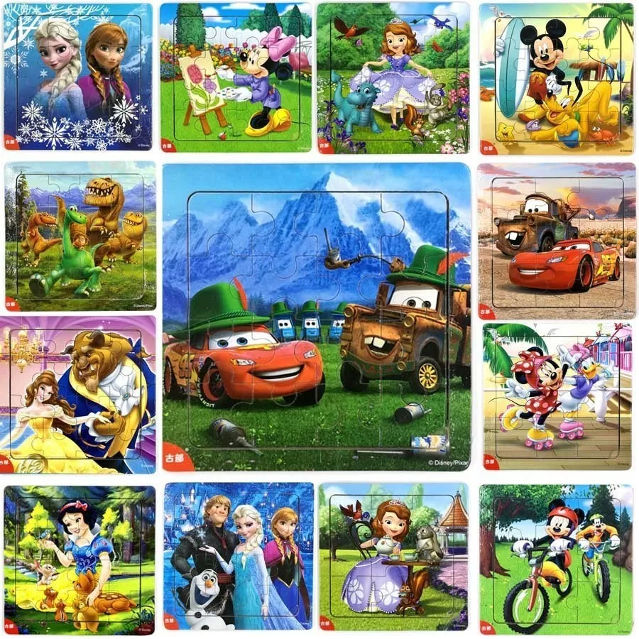 

Disney Florence Mickey Minnie Mouse Mermaid Sophia Bear Printed Puzzle Toys Learn Interesting Wooden Toy Children