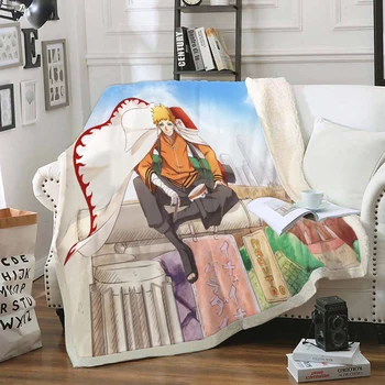

3D Anime Naruto Funny Character Blanket Print Sherpa Blanket on Bed Home Textiles Dreamlike Style 14