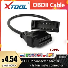 Conector de diagnóstico automático obdii obd 2 adaptador de conector para gm 12 pinos gm12 a 16 pinos cabo para veículos gm scanner de automóveis adaptador